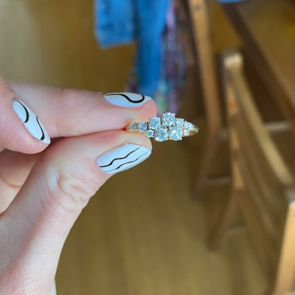 Mejuri Cluster Diamond Ring - 14K Yellow Gold, Size 5.5
